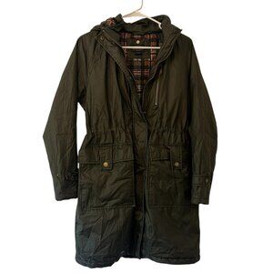 Pendleton Black Hooded Jacket with Plaid Lining Zip Button Women's Size Small